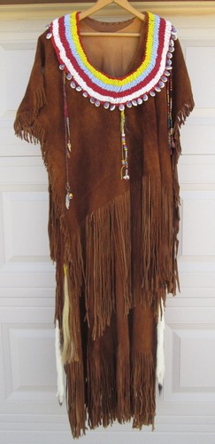 Leather beaded dress native - leather,